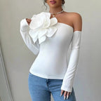 Decorative One-shoulder Off-the-shoulder Solid-color Jumpsuit
