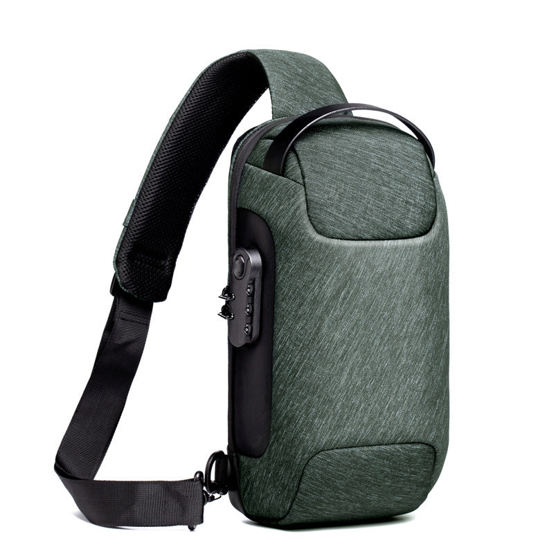 Waterproof USB Anti-theft Bag ftMen Oxford Crossbody Shoulder Bag Sling Multifunction Short Travel Messenger Chest Pack