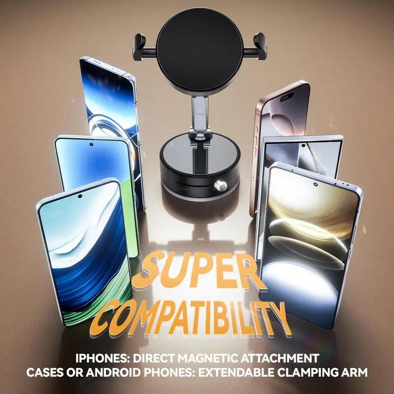 Upgraded Wireless Magnetic 360 Degree Rotating Adjustable Folding Car Phone Holder Strong Suction Power Is Suitable For Magsafe And All Smartphones