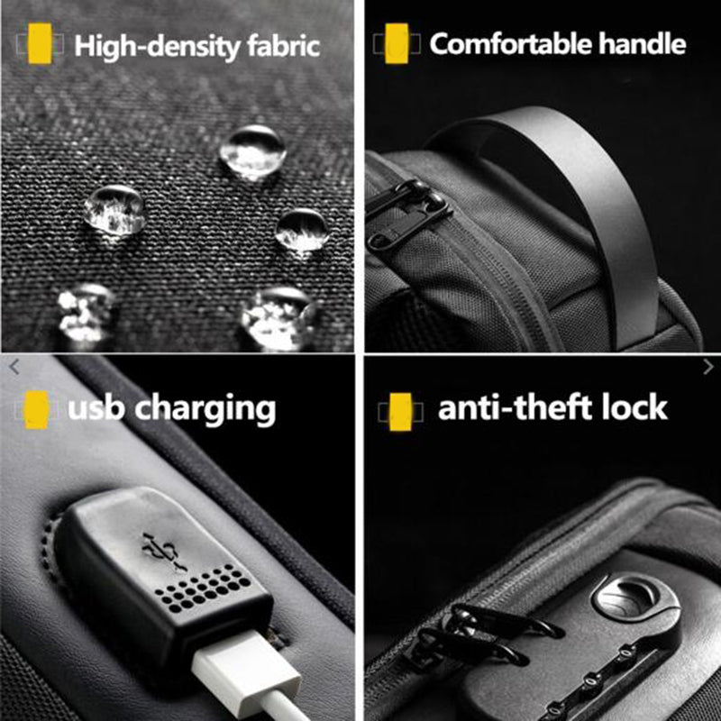 Waterproof USB Anti-theft Bag ftMen Oxford Crossbody Shoulder Bag Sling Multifunction Short Travel Messenger Chest Pack