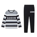 Round-neck Long Pants And Long-sleeve Digital-print Casual Two-piece Set