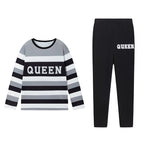 Round-neck Long Pants And Long-sleeve Digital-print Casual Two-piece Set