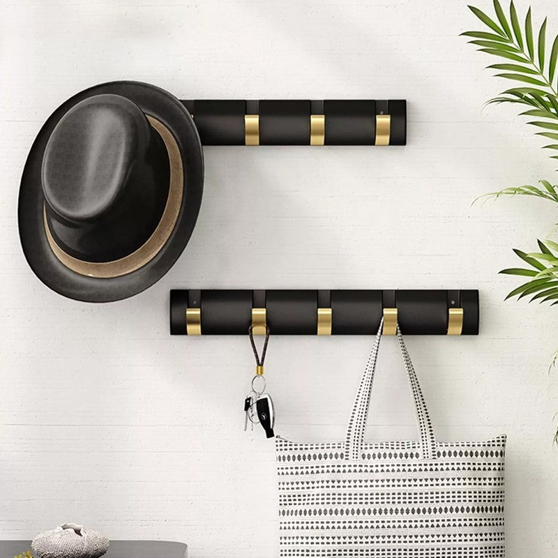 Wall Mounted 5 Hooks Coat Hooks Drying Rack Foldable Towel Rail Clothes Hanger