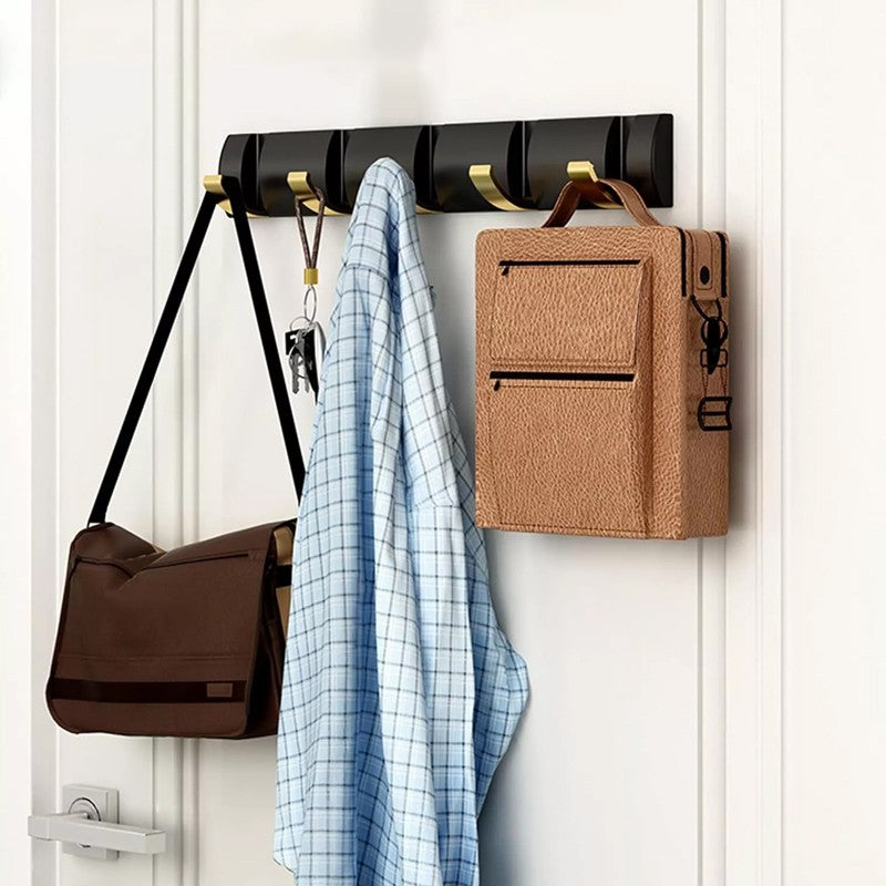 Wall Mounted 5 Hooks Coat Hooks Drying Rack Foldable Towel Rail Clothes Hanger
