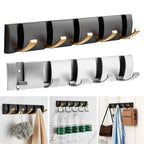 Wall Mounted 5 Hooks Coat Hooks Drying Rack Foldable Towel Rail Clothes Hanger