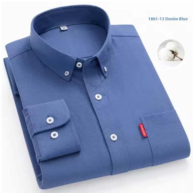 Pure Cotton Washed Oxford Woven Shirts Men