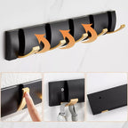 Wall Mounted 5 Hooks Coat Hooks Drying Rack Foldable Towel Rail Clothes Hanger