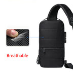 Waterproof USB Anti-theft Bag ftMen Oxford Crossbody Shoulder Bag Sling Multifunction Short Travel Messenger Chest Pack