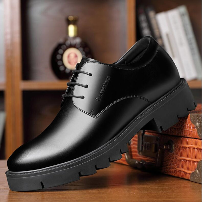 Winter Plus Velvet Men's Business Leather Shoes With Thick Soles