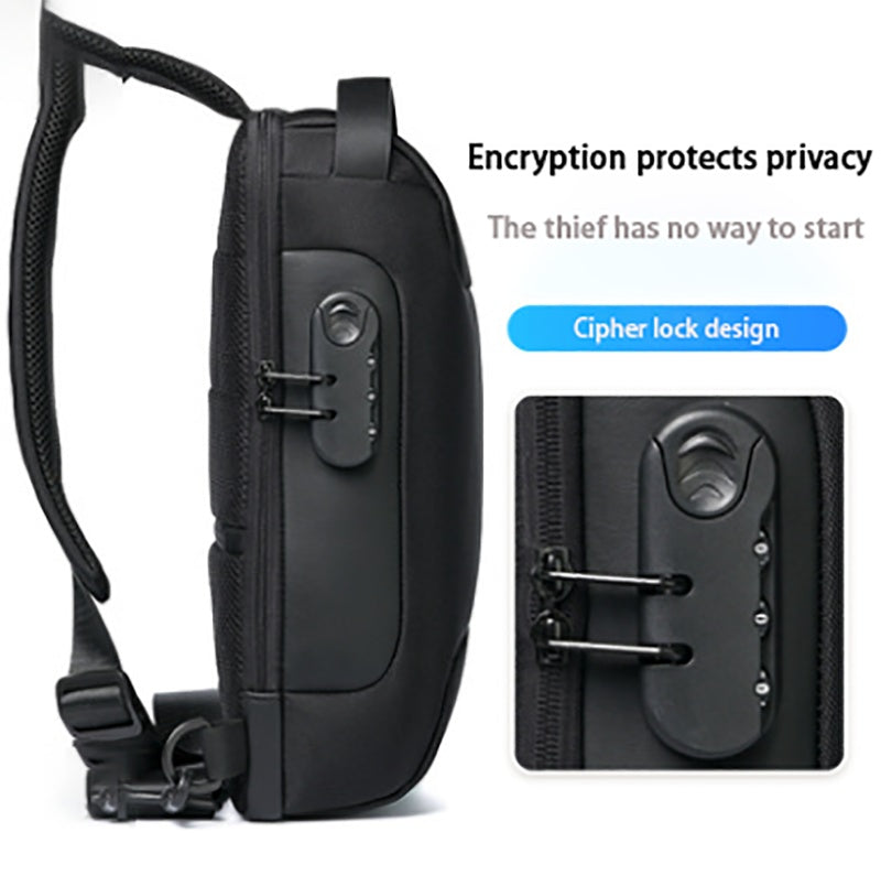 Waterproof USB Anti-theft Bag ftMen Oxford Crossbody Shoulder Bag Sling Multifunction Short Travel Messenger Chest Pack