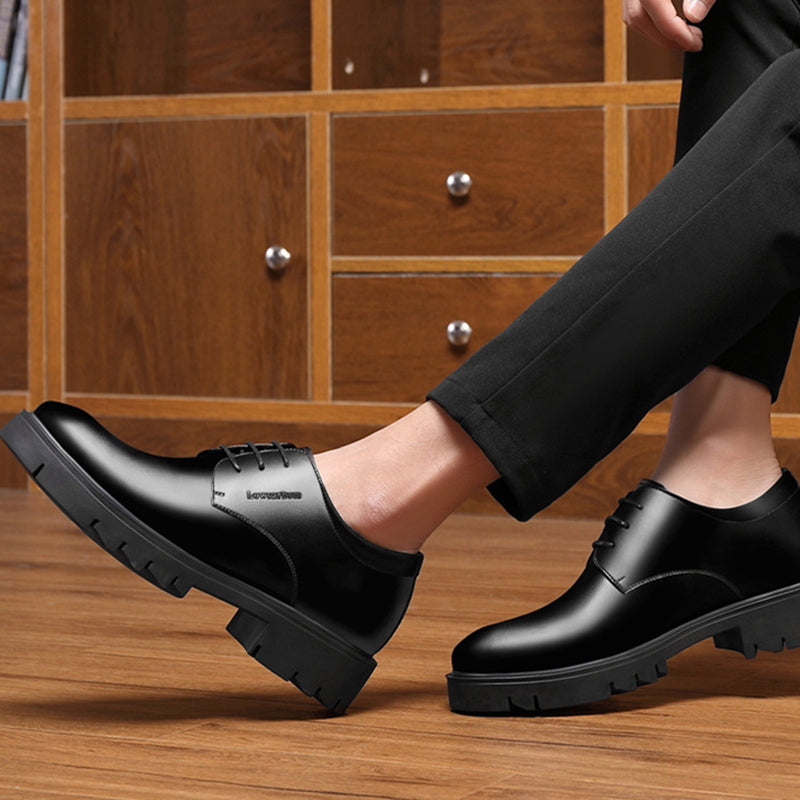 Winter Plus Velvet Men's Business Leather Shoes With Thick Soles