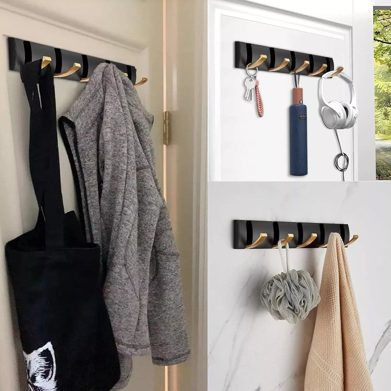 Wall Mounted 5 Hooks Coat Hooks Drying Rack Foldable Towel Rail Clothes Hanger